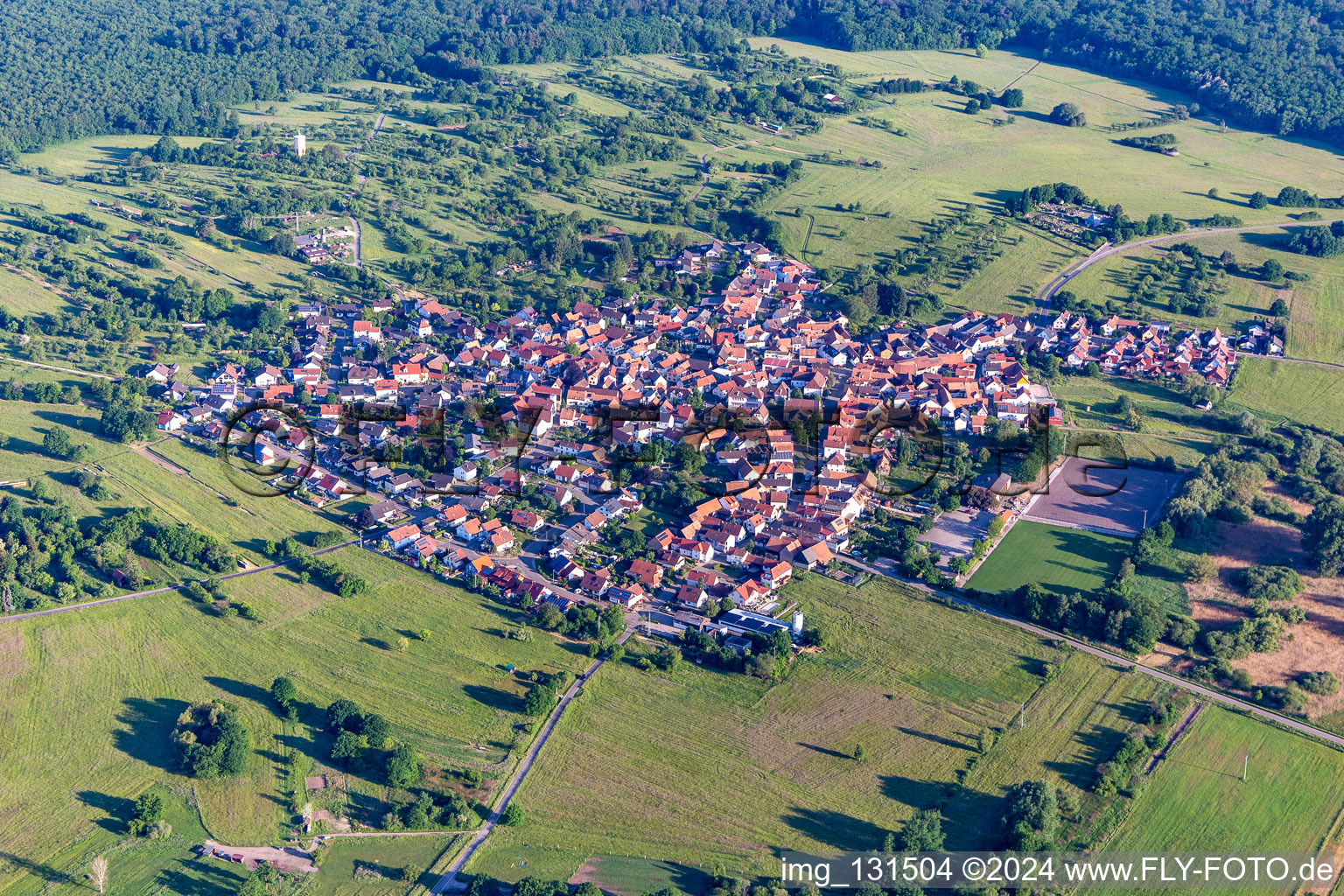 Quartier Büchelberg in Wörth am Rhein dans le département Rhénanie-Palatinat, Allemagne depuis l'avion