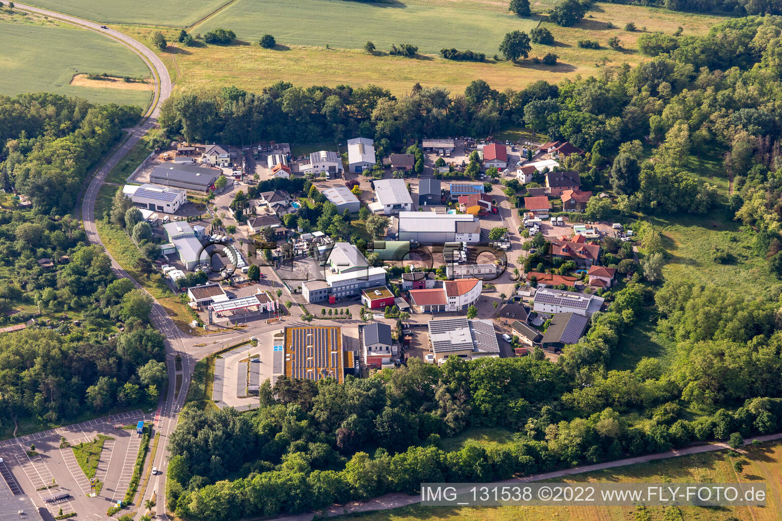 Photographie aérienne de Zone commerciale Mittelwegring à Jockgrim dans le département Rhénanie-Palatinat, Allemagne
