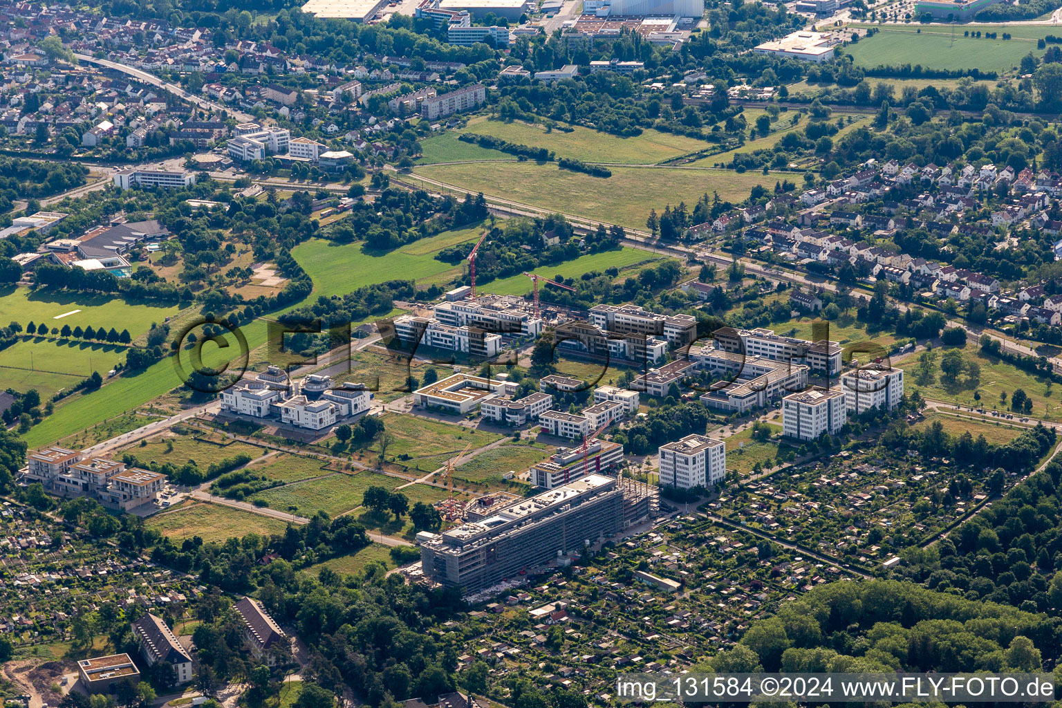 Parc technologique Karlsruhe à le quartier Rintheim in Karlsruhe dans le département Bade-Wurtemberg, Allemagne vue d'en haut