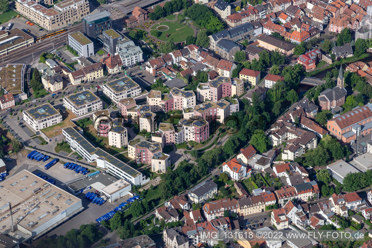 Vue aérienne de Règlement sur Samuel-Vogel-Weg à Ettlingen dans le département Bade-Wurtemberg, Allemagne