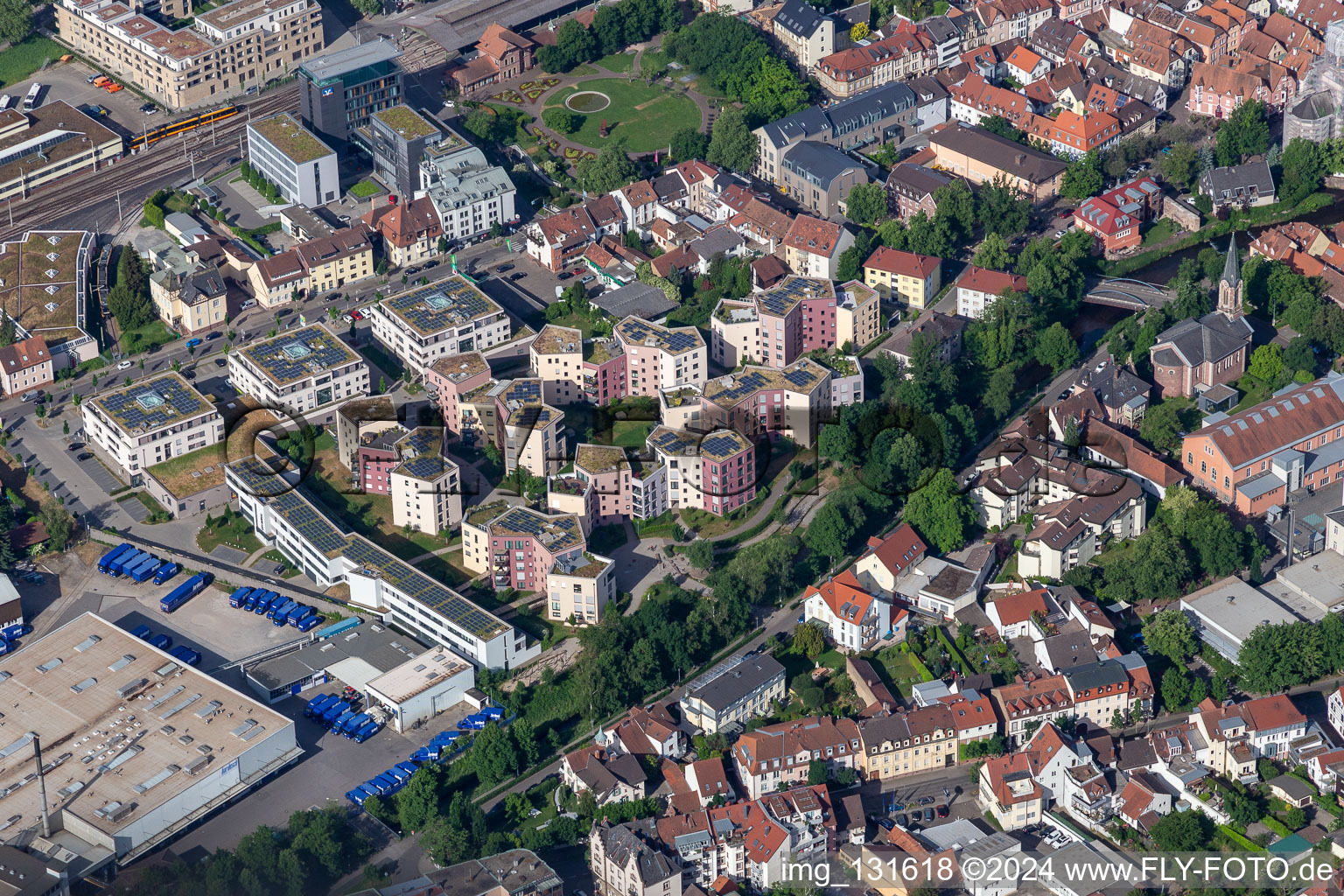 Vue aérienne de Règlement sur Samuel-Vogel-Weg à Ettlingen dans le département Bade-Wurtemberg, Allemagne