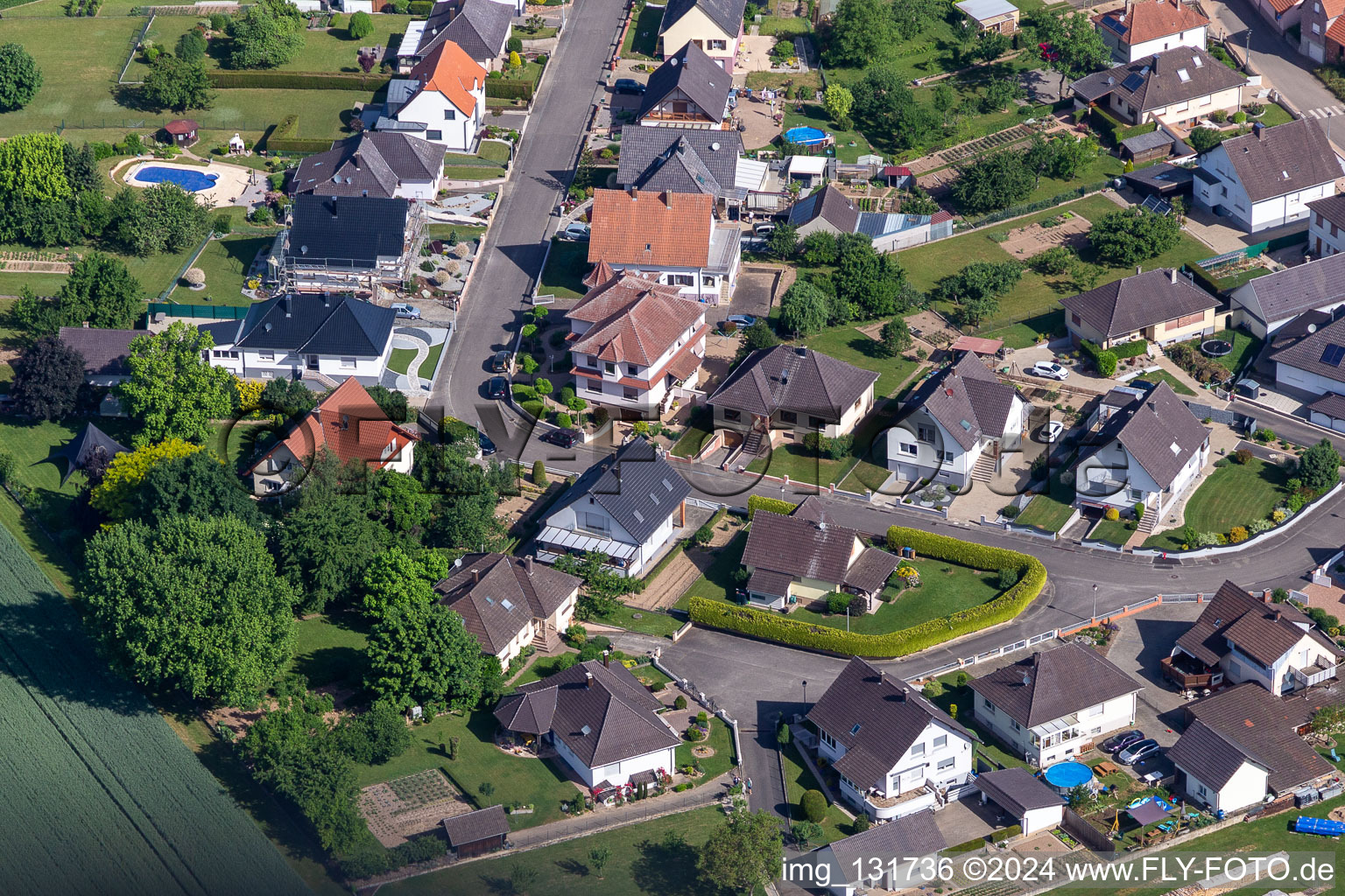 Vue aérienne de Rue des Violettes à Schleithal dans le département Bas Rhin, France