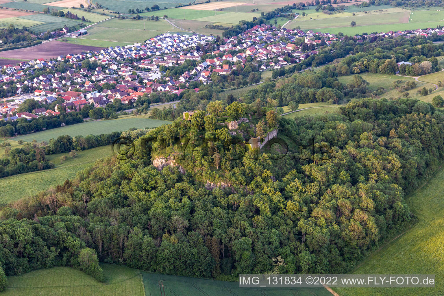 Photographie aérienne de Ruines du château de Hohenkrähen à Hilzingen dans le département Bade-Wurtemberg, Allemagne