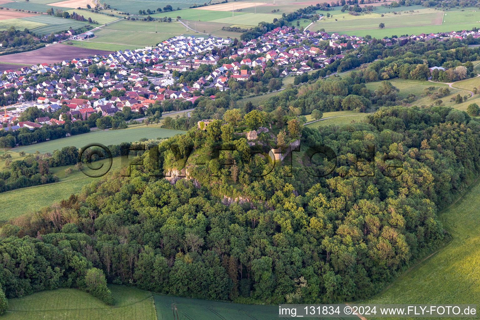 Photographie aérienne de Ruines du château de Hohenkrähen à Hilzingen dans le département Bade-Wurtemberg, Allemagne