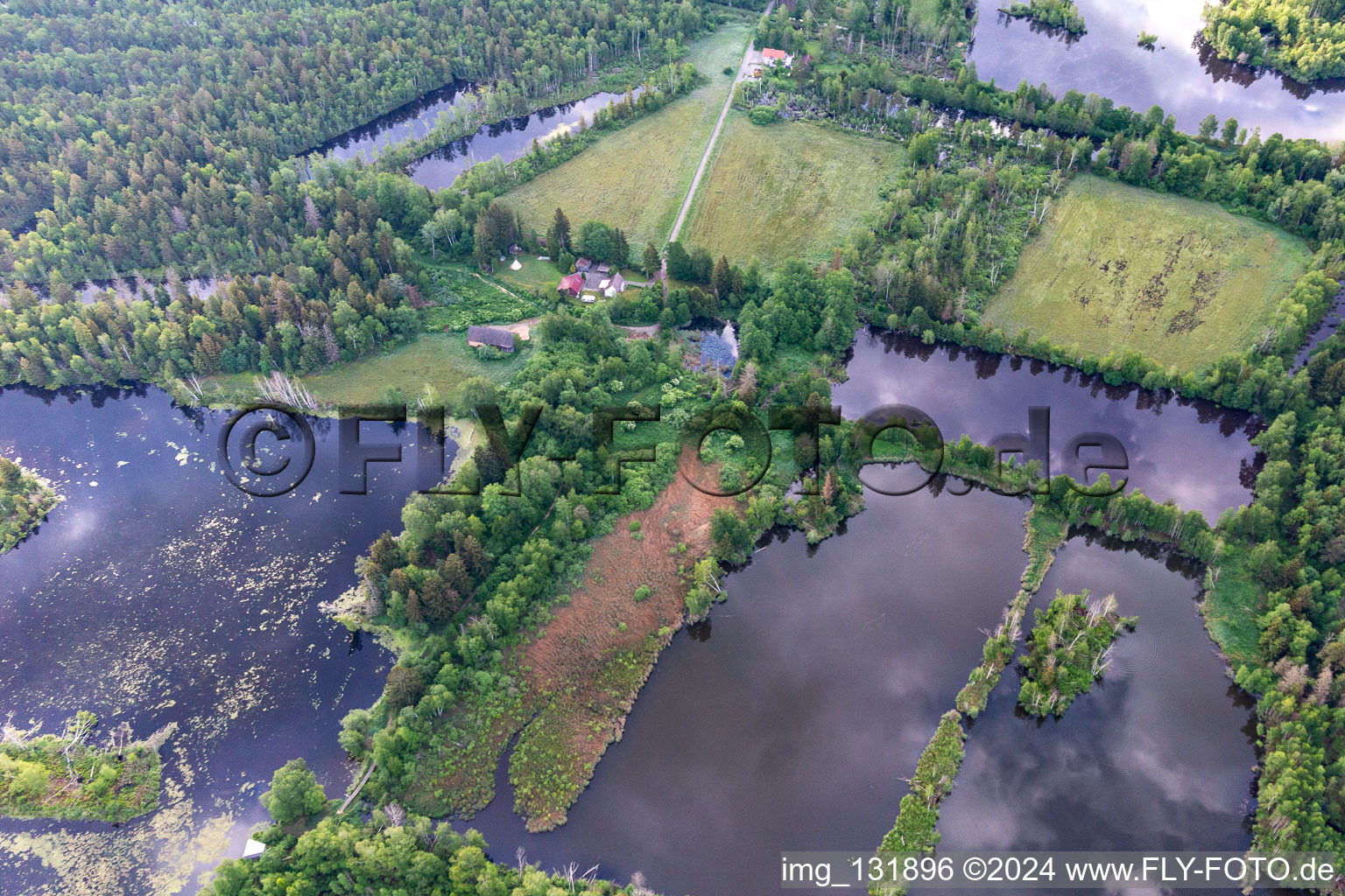 Vue aérienne de Moorseen Pfrungener-Burgweiler Ried à le quartier Pfrungen in Wilhelmsdorf dans le département Bade-Wurtemberg, Allemagne