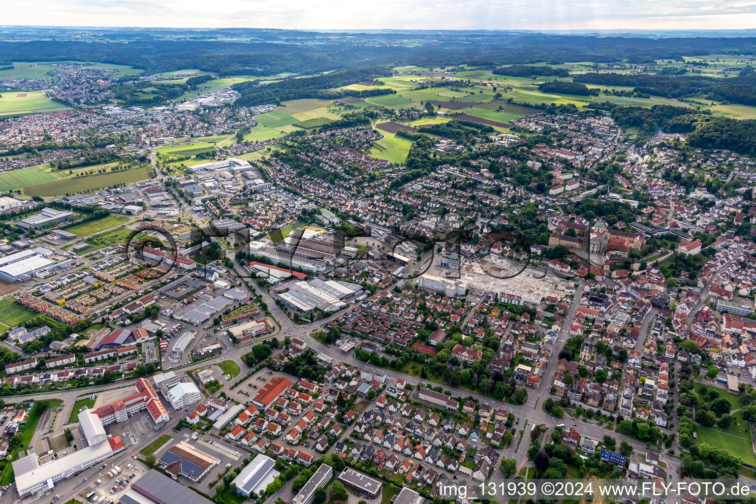 Vue aérienne de Raisins à Weingarten bei Ravensburg dans le département Bade-Wurtemberg, Allemagne