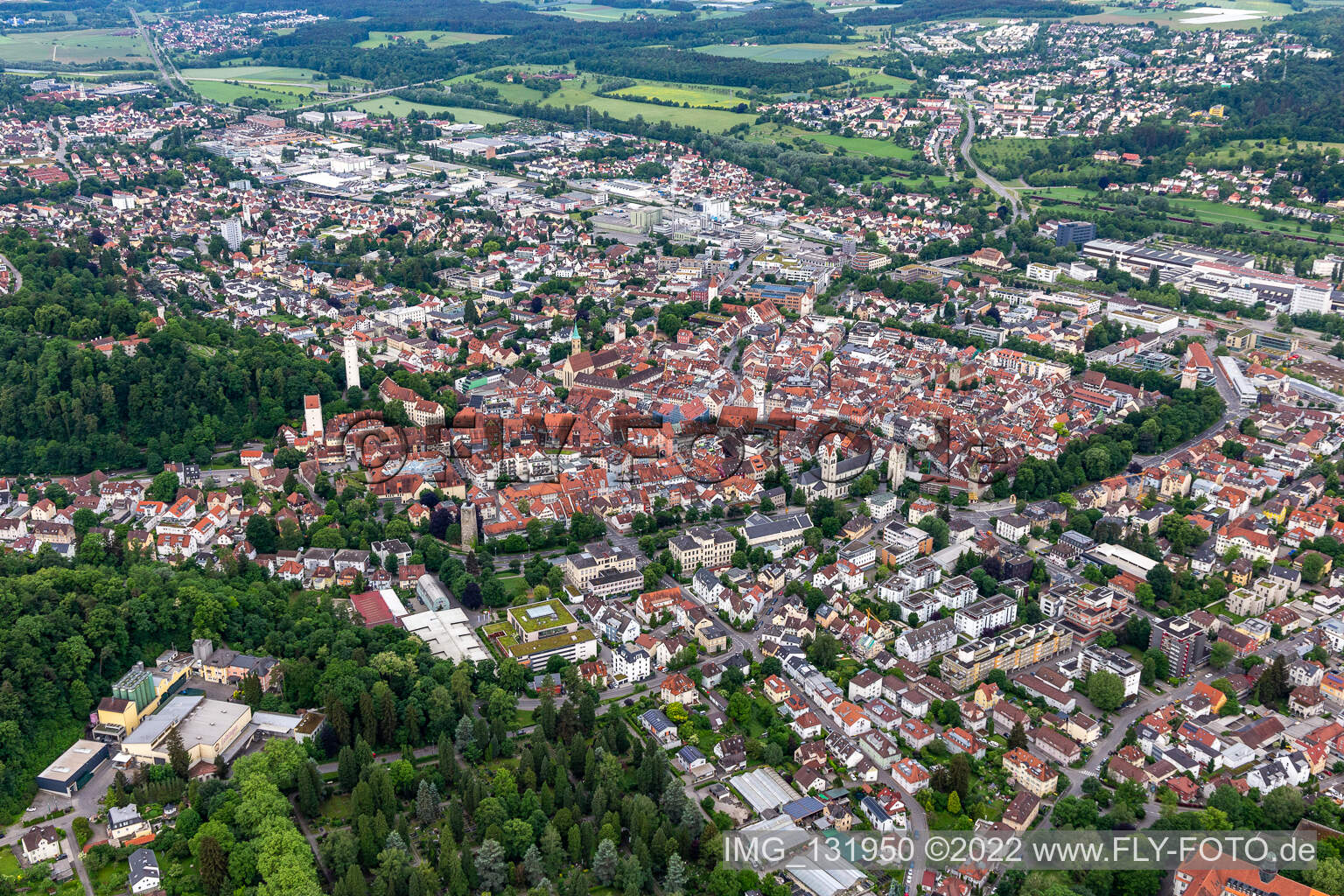 Vue aérienne de Vieille ville à Ravensburg dans le département Bade-Wurtemberg, Allemagne
