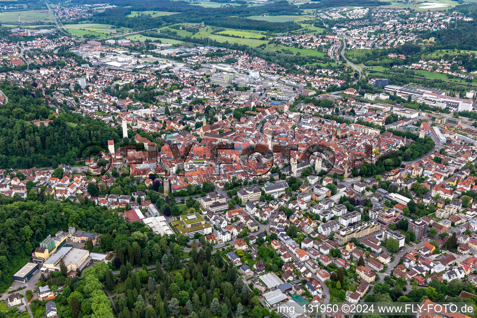 Vue aérienne de Vieille ville à Ravensburg dans le département Bade-Wurtemberg, Allemagne