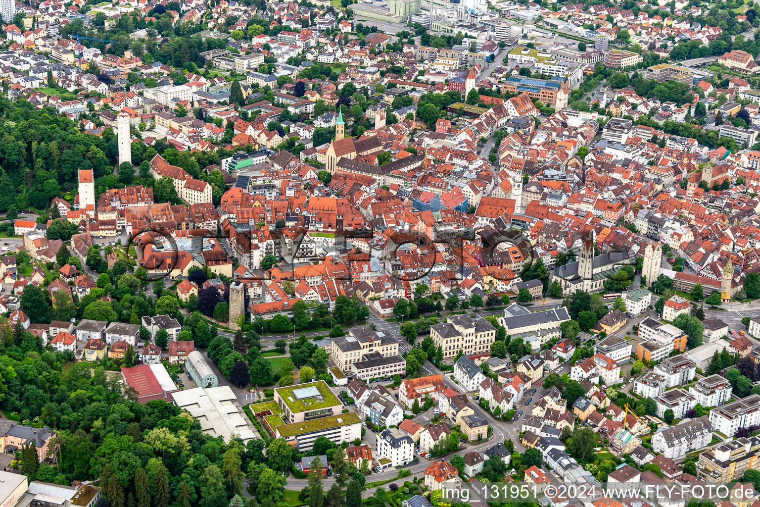 Vue aérienne de Vieille ville à Ravensburg dans le département Bade-Wurtemberg, Allemagne