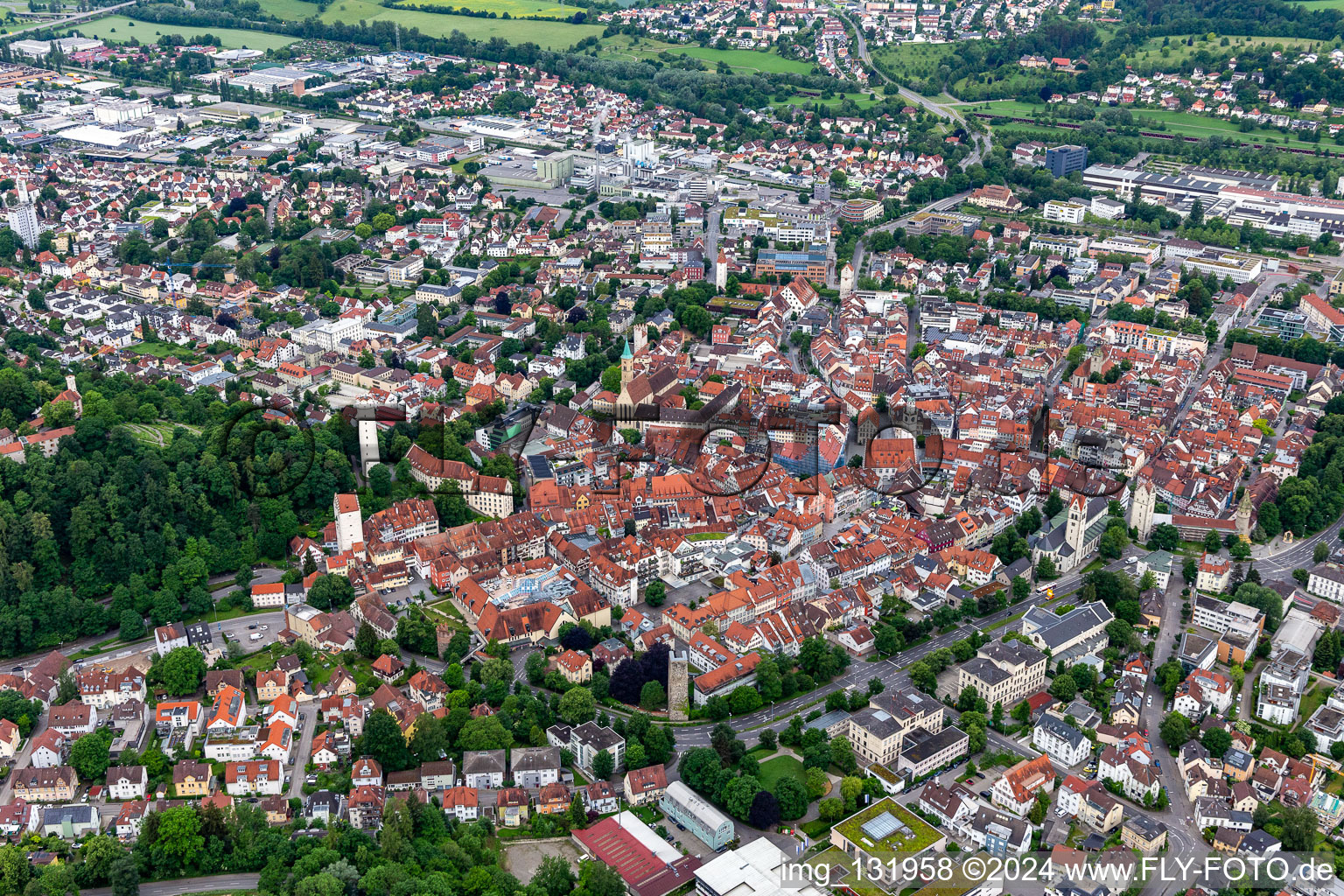 Vue aérienne de Vieille ville historique à Ravensburg dans le département Bade-Wurtemberg, Allemagne