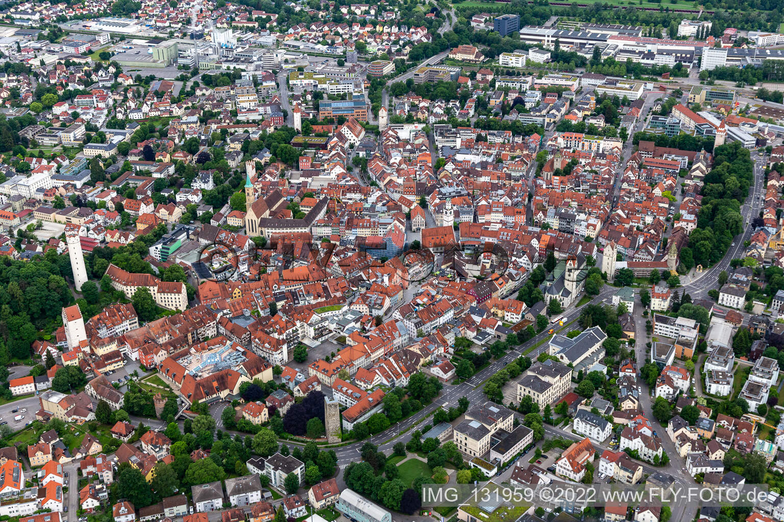Vue aérienne de Vieille ville historique à Ravensburg dans le département Bade-Wurtemberg, Allemagne