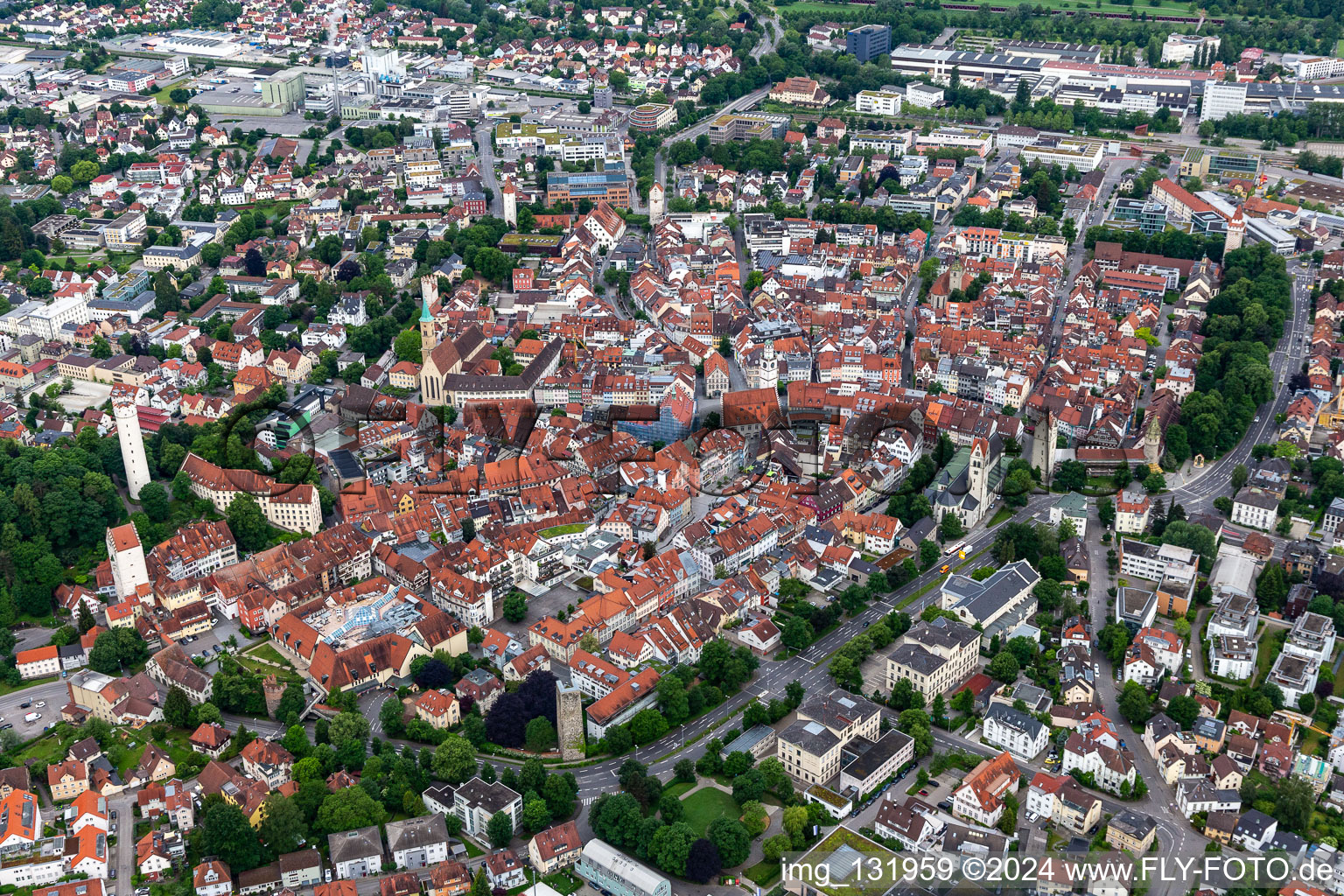 Vue aérienne de Vieille ville historique à Ravensburg dans le département Bade-Wurtemberg, Allemagne