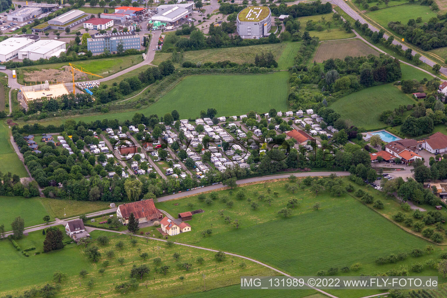 Vue aérienne de Camping Wirthshof | Chalets près du lac de Constance à Markdorf dans le département Bade-Wurtemberg, Allemagne