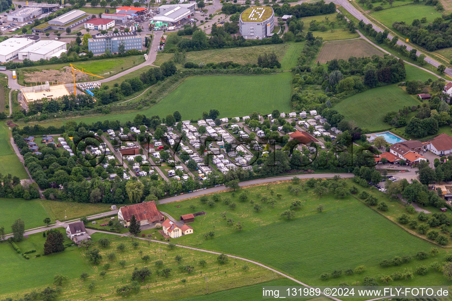 Vue aérienne de Camping Wirthshof | Chalets près du lac de Constance à Markdorf dans le département Bade-Wurtemberg, Allemagne