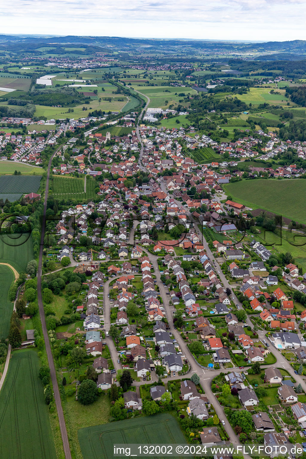 Vue aérienne de Bermatingen dans le département Bade-Wurtemberg, Allemagne