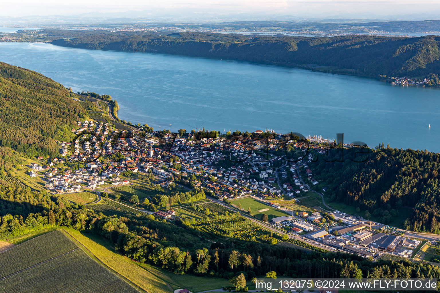 Vue aérienne de Au lac d'Überlingen à le quartier Ludwigshafen in Bodman-Ludwigshafen dans le département Bade-Wurtemberg, Allemagne