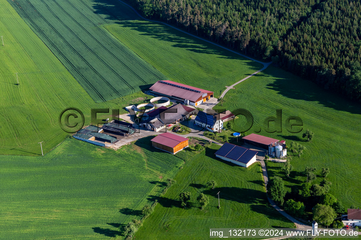 Vue aérienne de Hilbenhof à Buchheim dans le département Bade-Wurtemberg, Allemagne