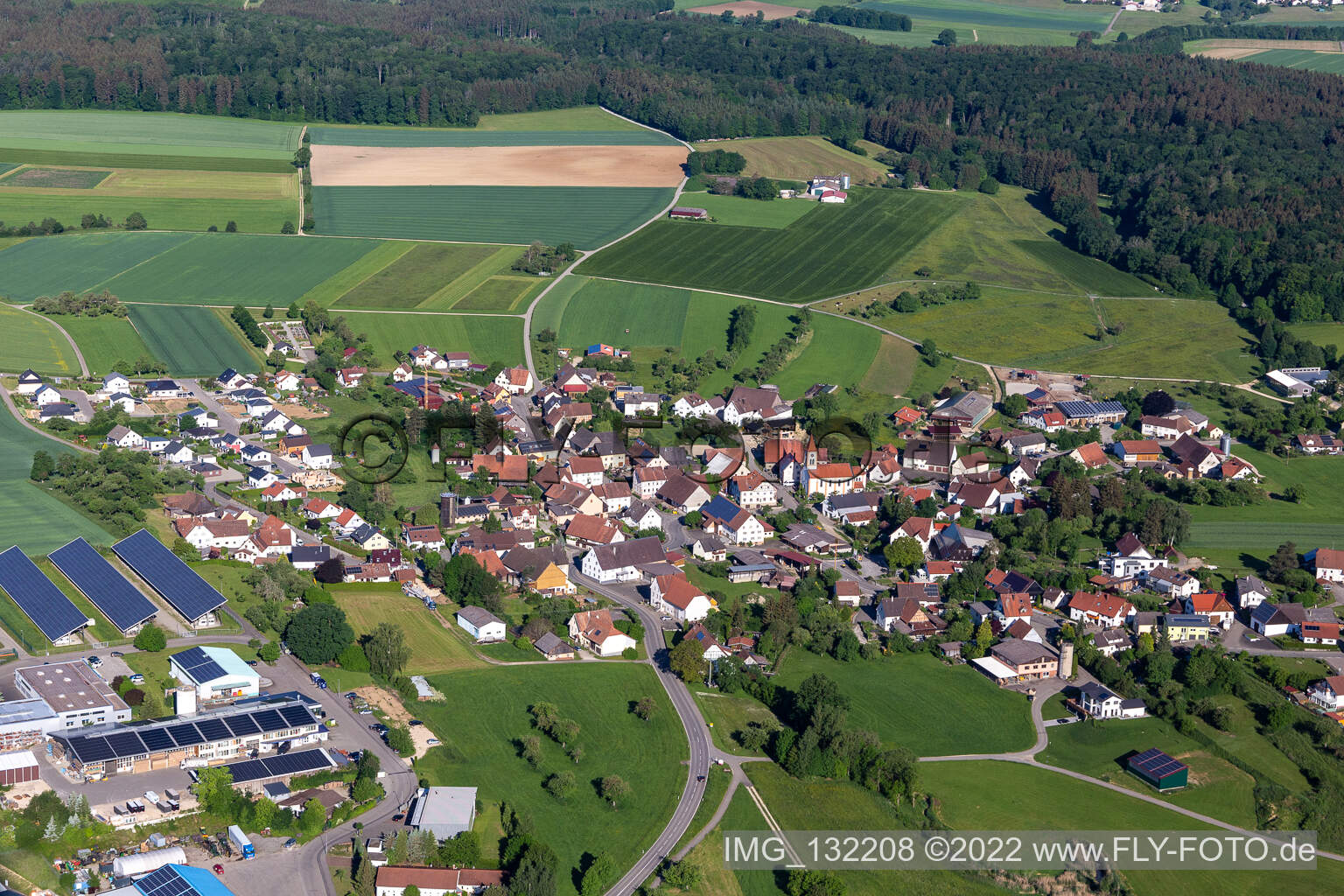 Vue aérienne de Village de foin à Meßkirch dans le département Bade-Wurtemberg, Allemagne