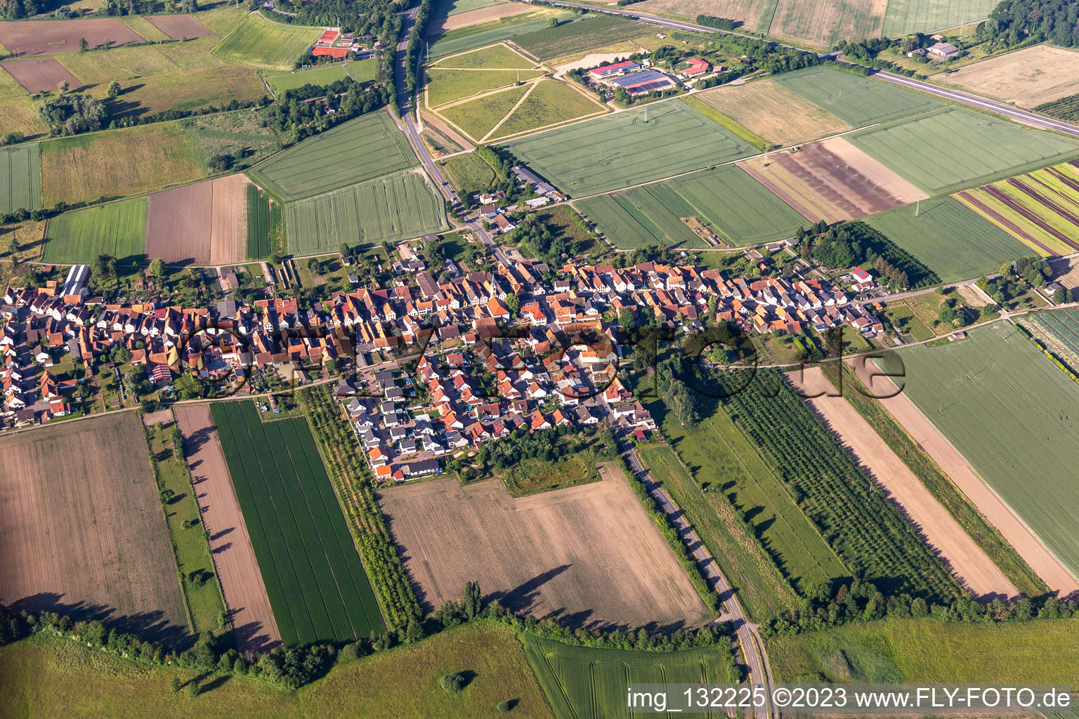 Vue aérienne de Erlenbach bei Kandel dans le département Rhénanie-Palatinat, Allemagne