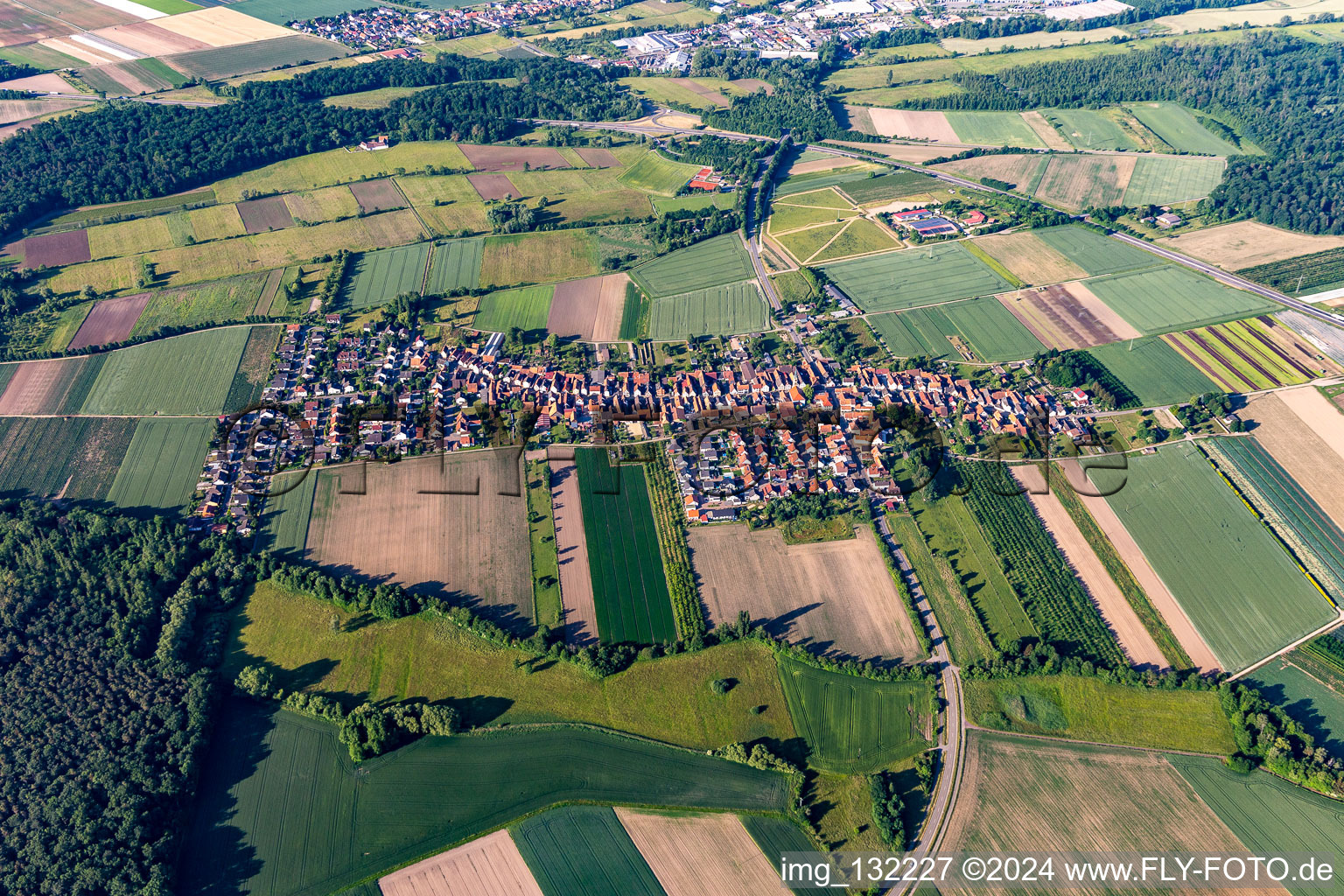 Vue oblique de Erlenbach bei Kandel dans le département Rhénanie-Palatinat, Allemagne