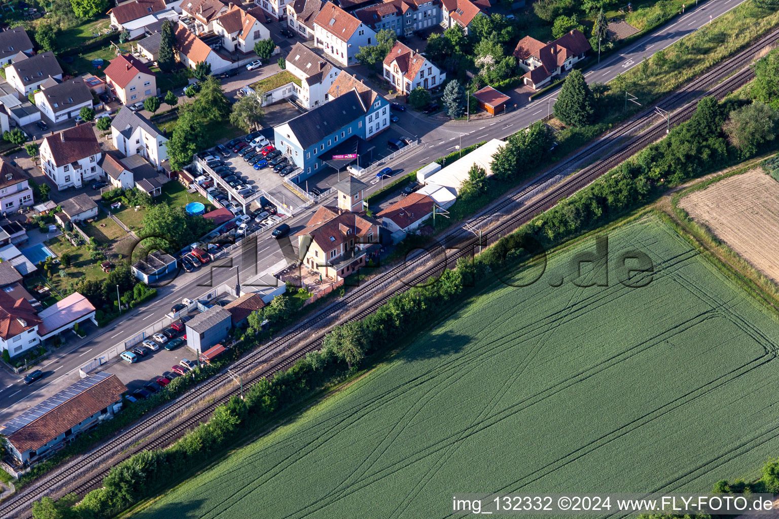 Vue aérienne de Gare à Rülzheim dans le département Rhénanie-Palatinat, Allemagne