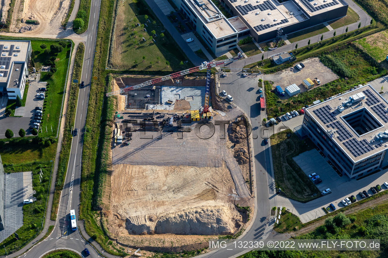 Vue aérienne de Nouveau bâtiment Carl-Benzstr à Rülzheim dans le département Rhénanie-Palatinat, Allemagne