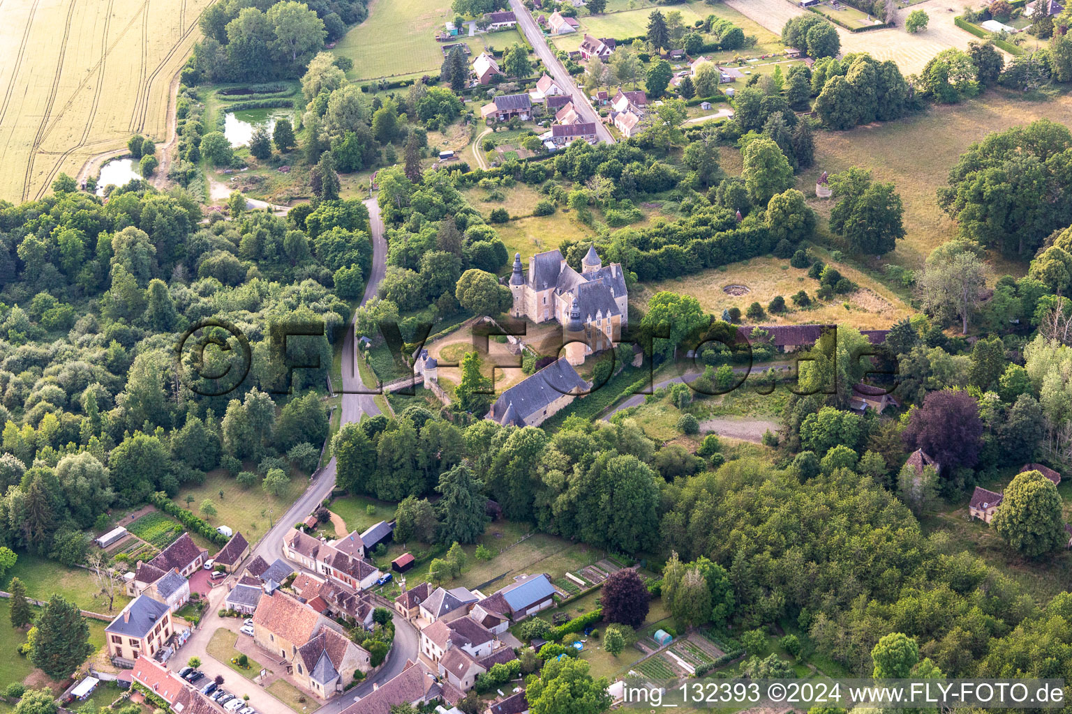 Vue aérienne de Château de Semur-en-Vallon à Semur-en-Vallon dans le département Sarthe, France