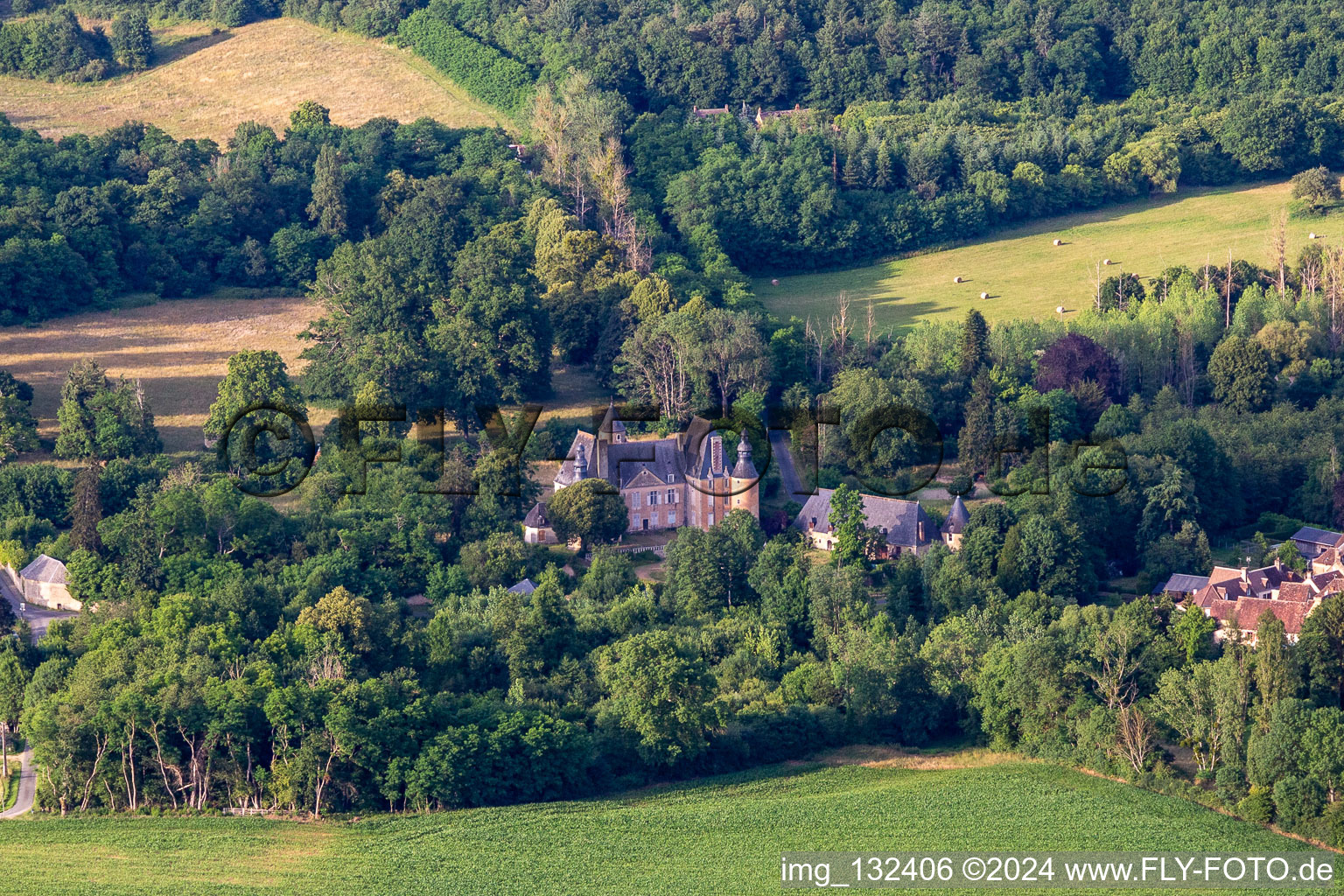 Vue oblique de Château de Semur-en-Vallon à Semur-en-Vallon dans le département Sarthe, France