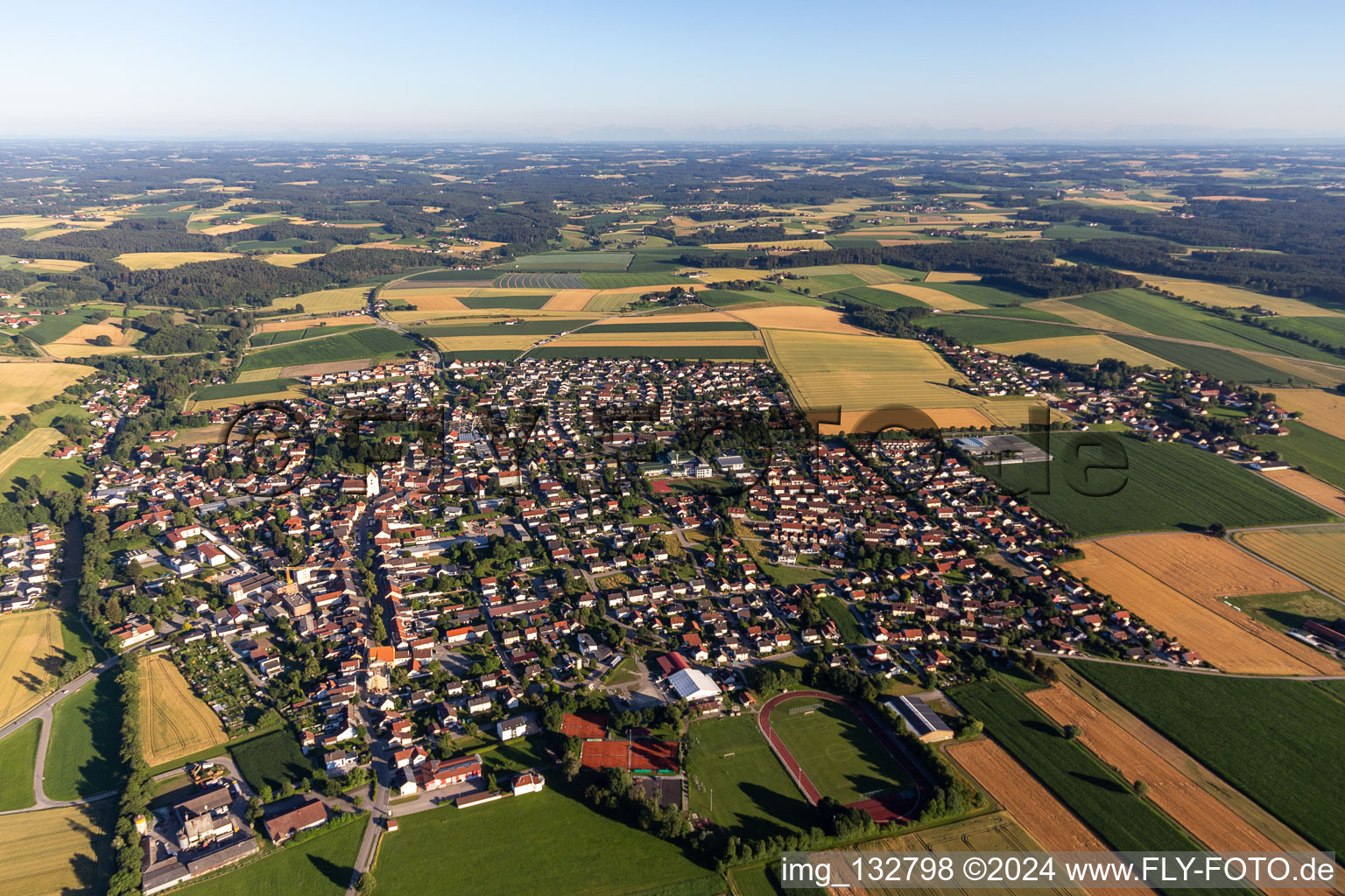 Vue oblique de Reisbach dans le département Bavière, Allemagne