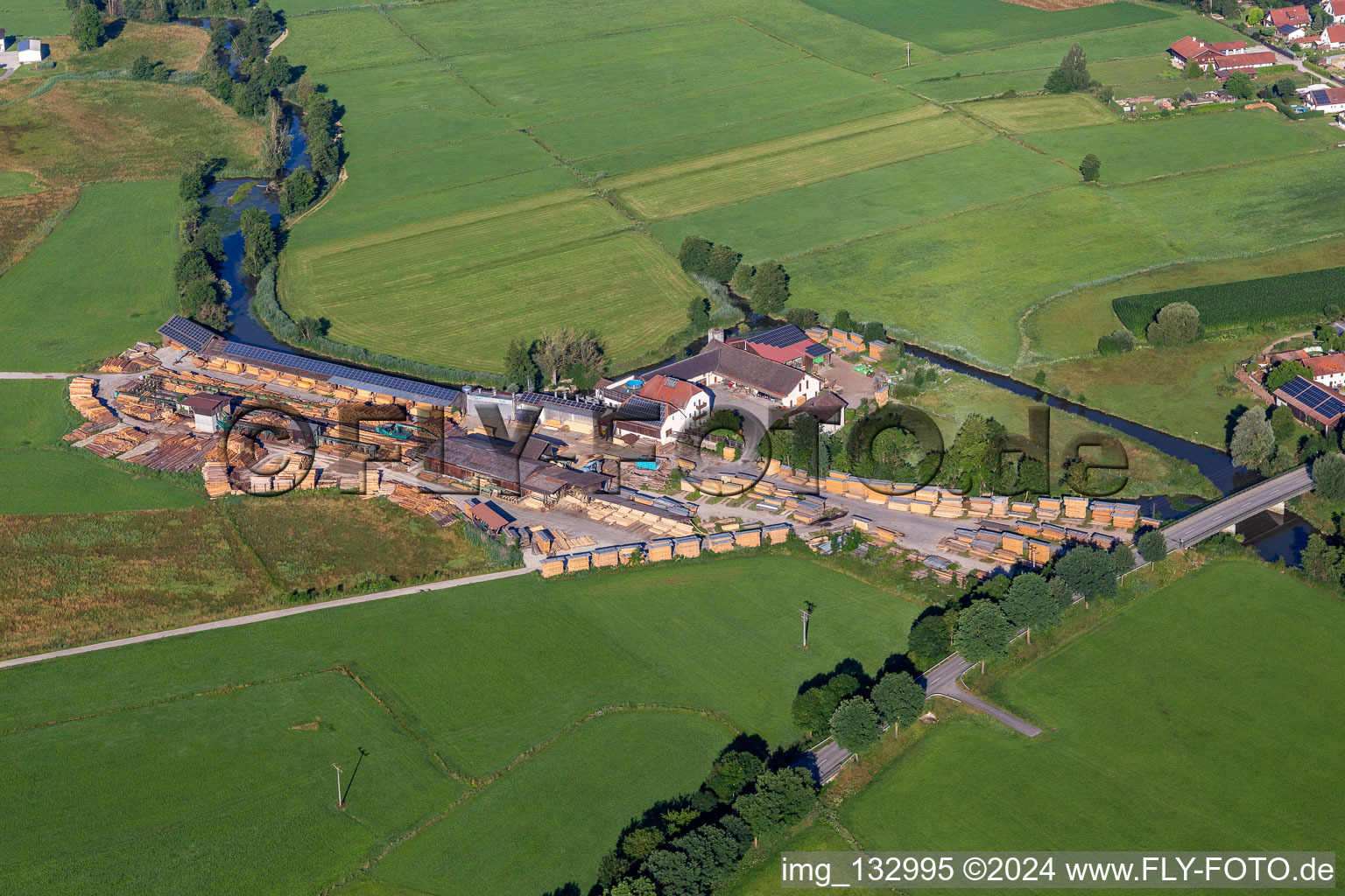 Vue aérienne de Scierie Franz Steiner eK à Gerzen dans le département Bavière, Allemagne