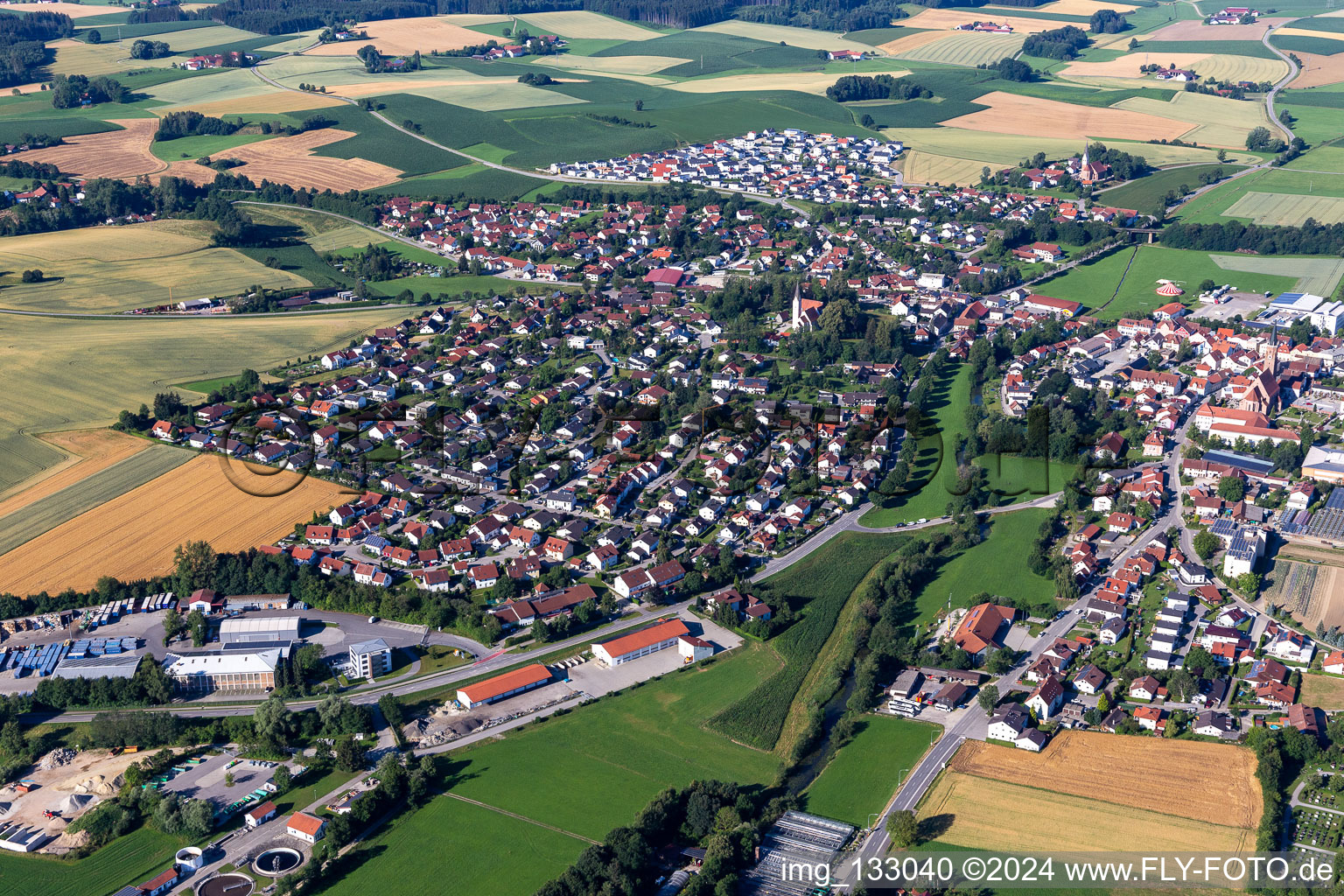 Photographie aérienne de Geisenhausen dans le département Bavière, Allemagne