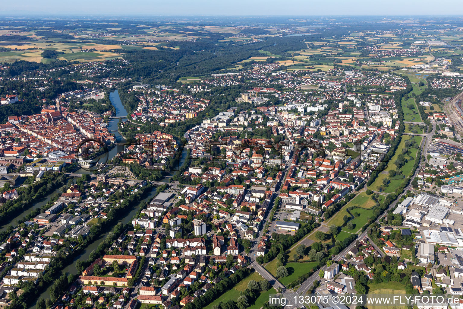 Vue oblique de Landshut dans le département Bavière, Allemagne