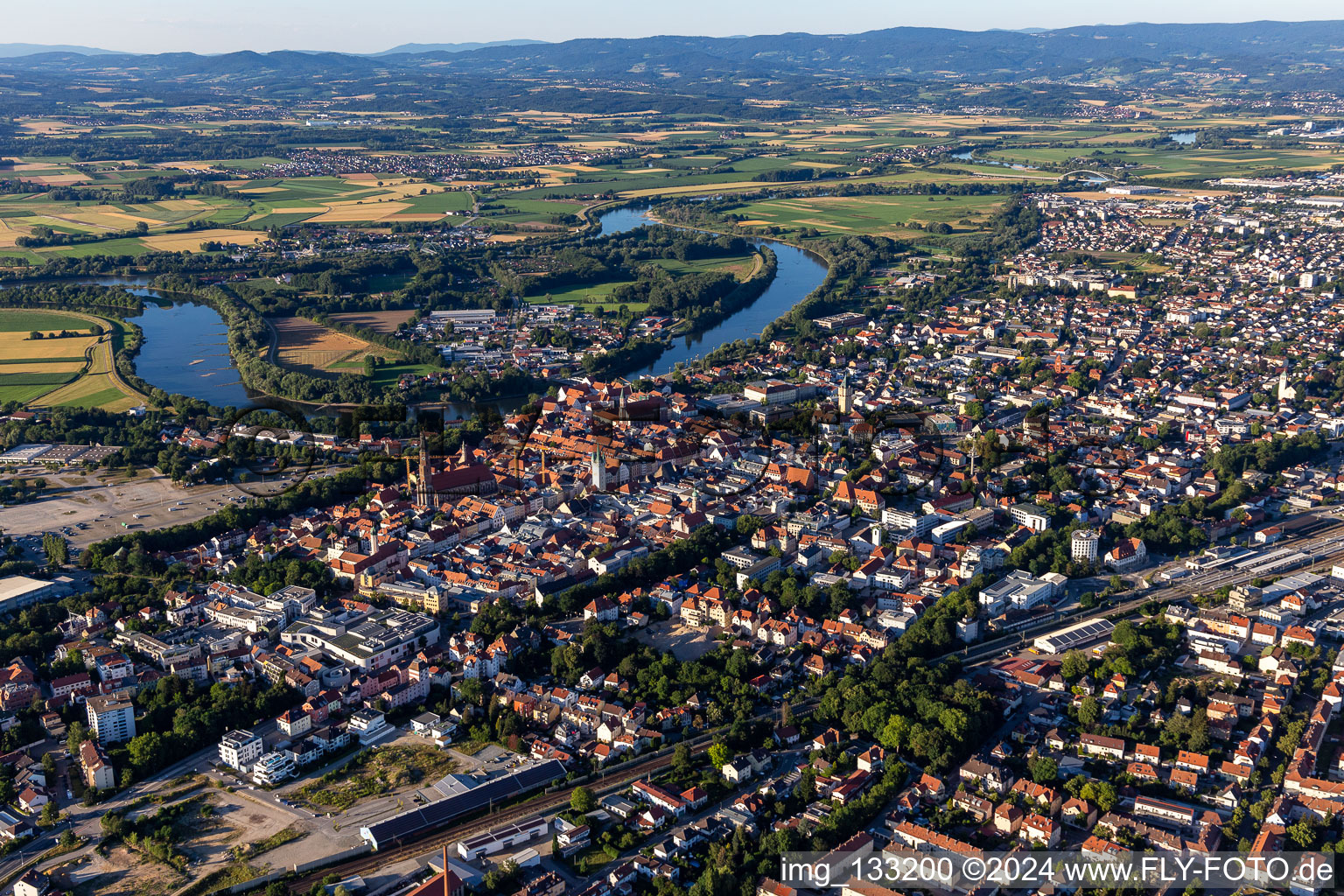 Vue oblique de Straubing dans le département Bavière, Allemagne