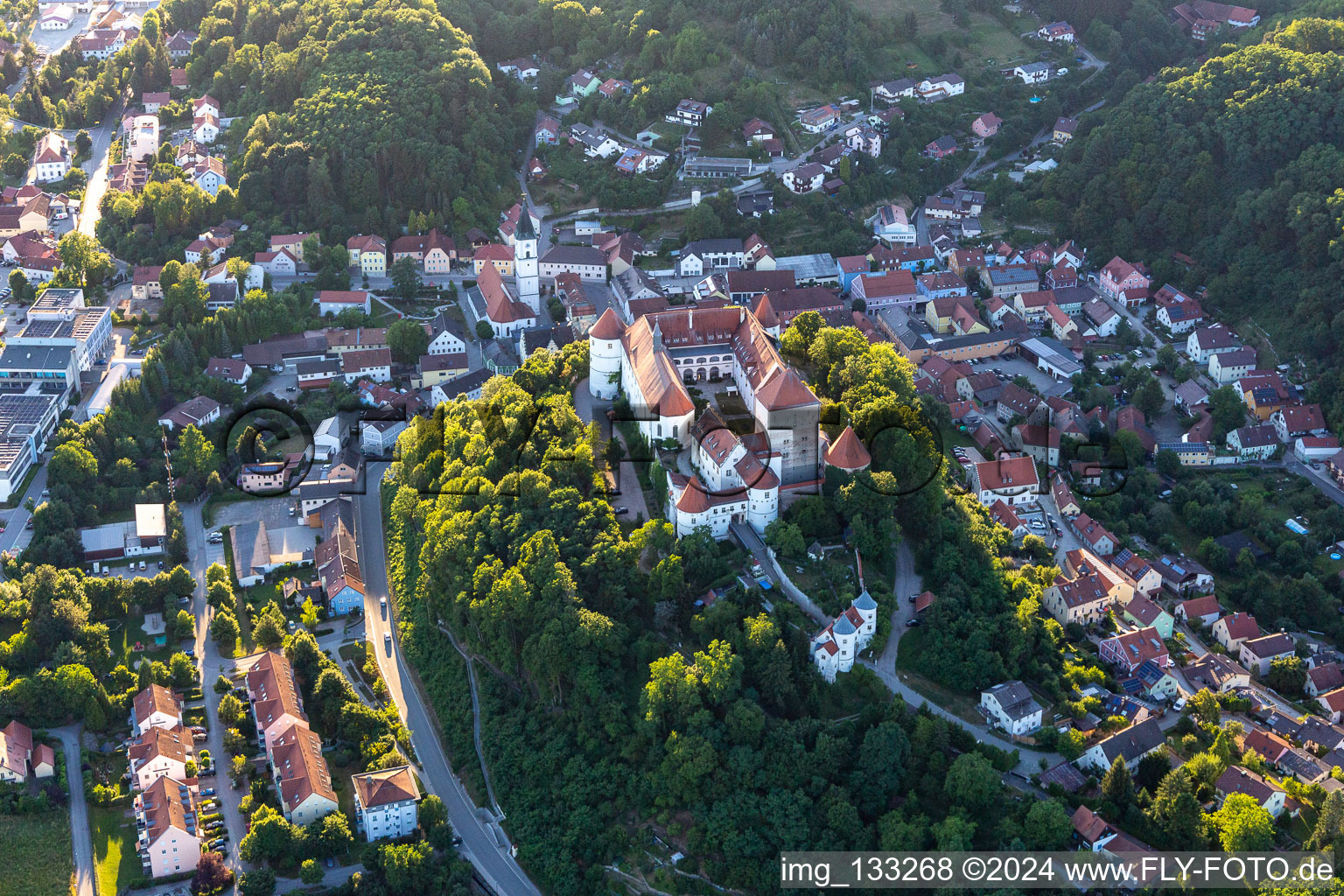 Vue aérienne de Seniors professionnels au château de Wörth à le quartier Hungersdorf in Wörth an der Donau dans le département Bavière, Allemagne