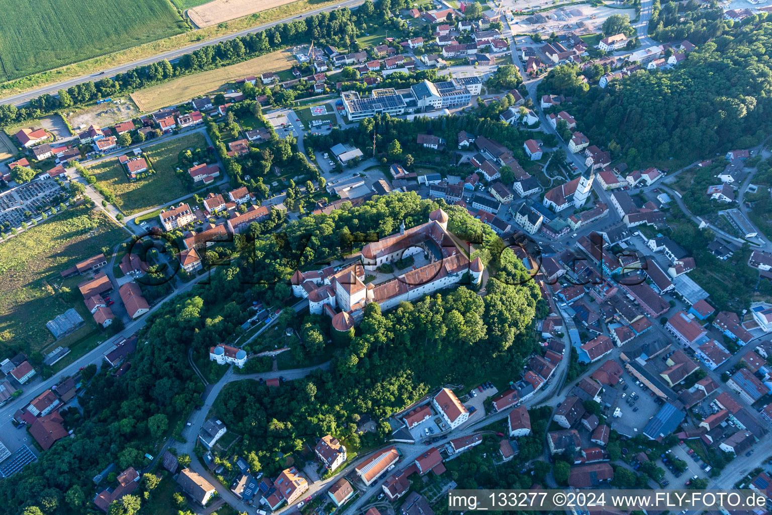 Vue aérienne de Seniors professionnels au château de Wörth à le quartier Hungersdorf in Wörth an der Donau dans le département Bavière, Allemagne