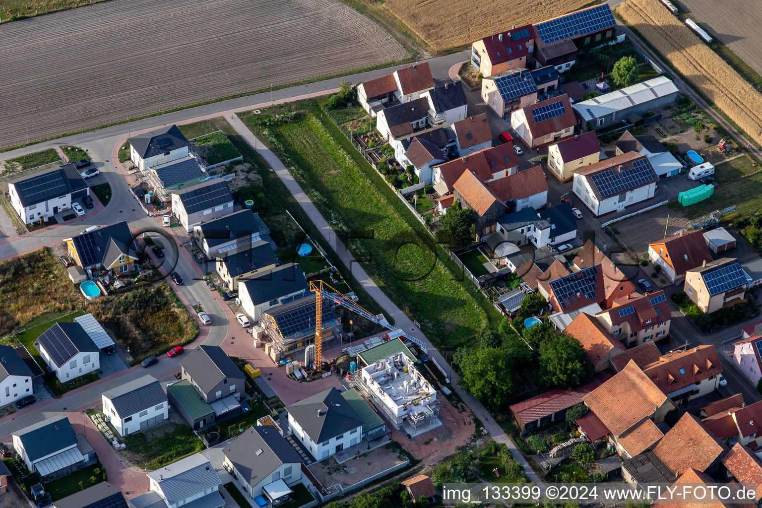 Vue aérienne de Nouvelle zone de développement à Sandblatt à Hatzenbühl dans le département Rhénanie-Palatinat, Allemagne