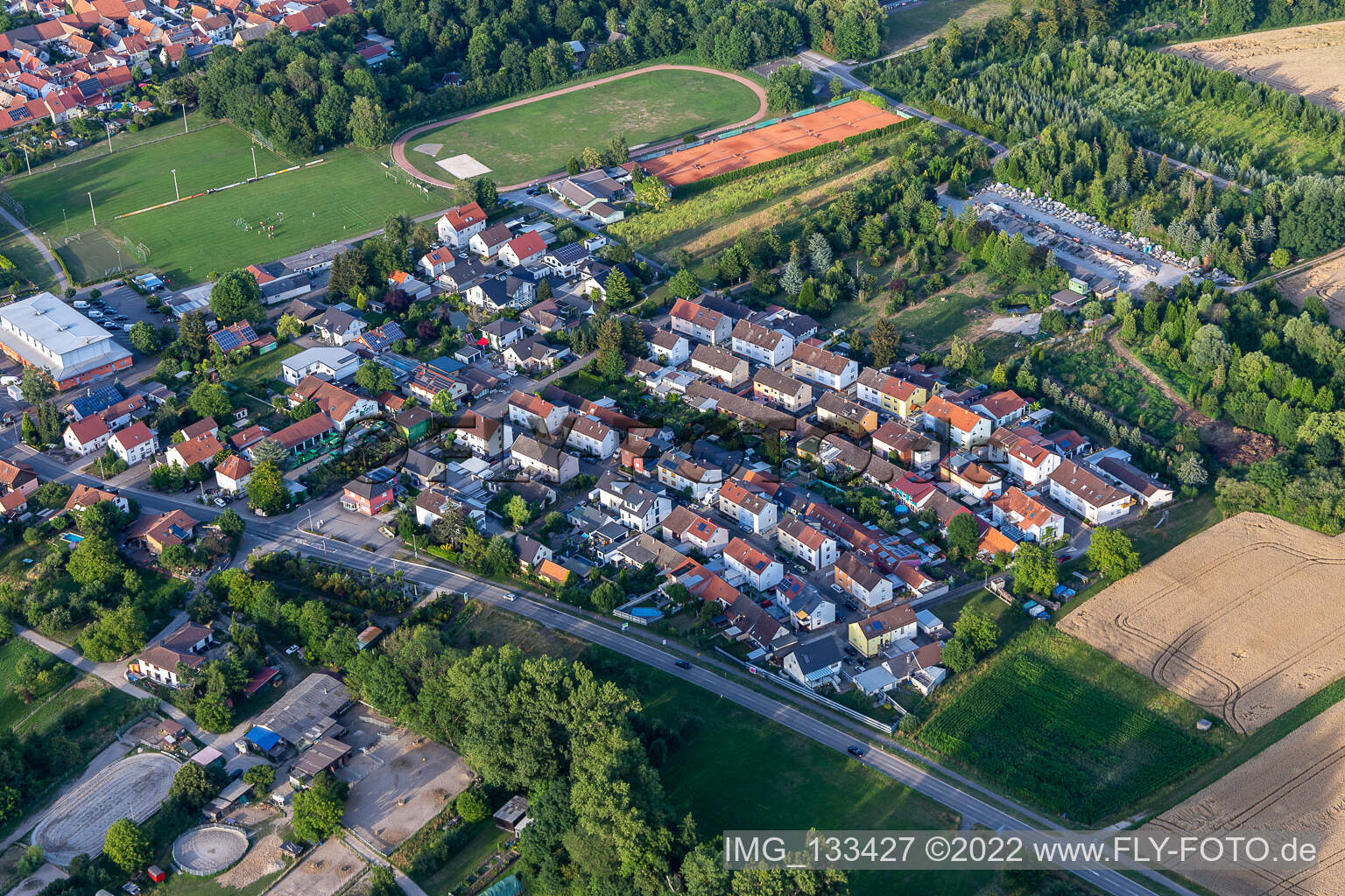 Vue aérienne de Lindenweg, Birchweg à Dettenheim dans le département Bade-Wurtemberg, Allemagne