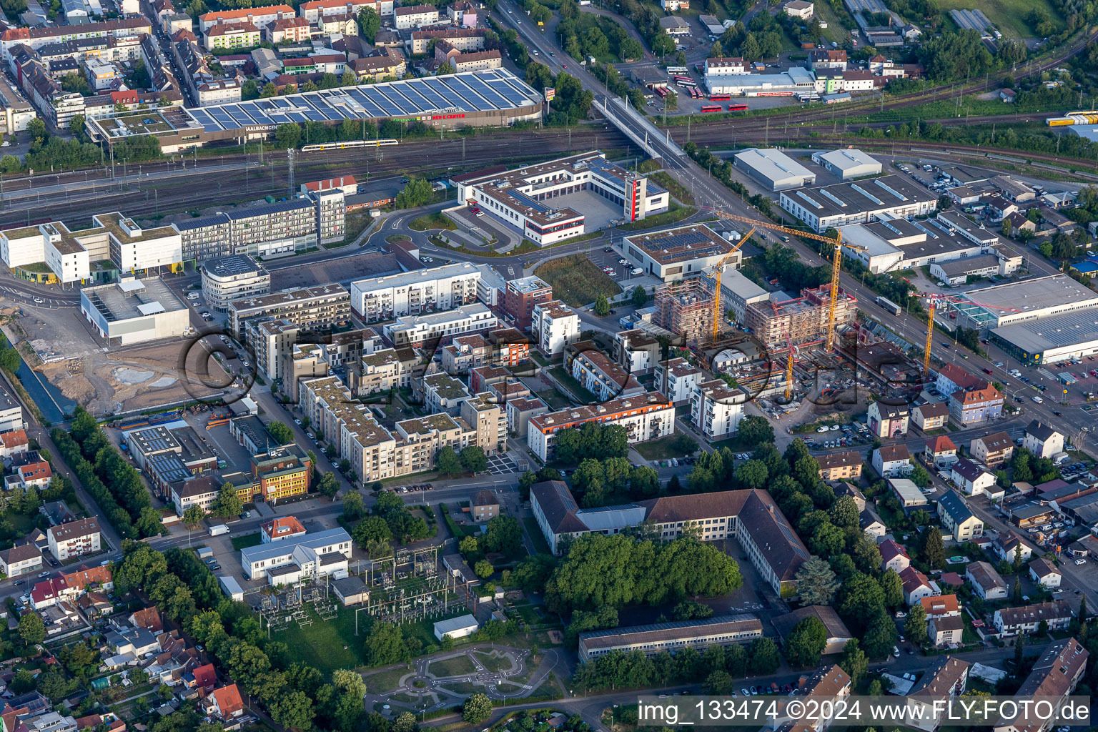 Vue aérienne de Bahnstadt à Bruchsal dans le département Bade-Wurtemberg, Allemagne