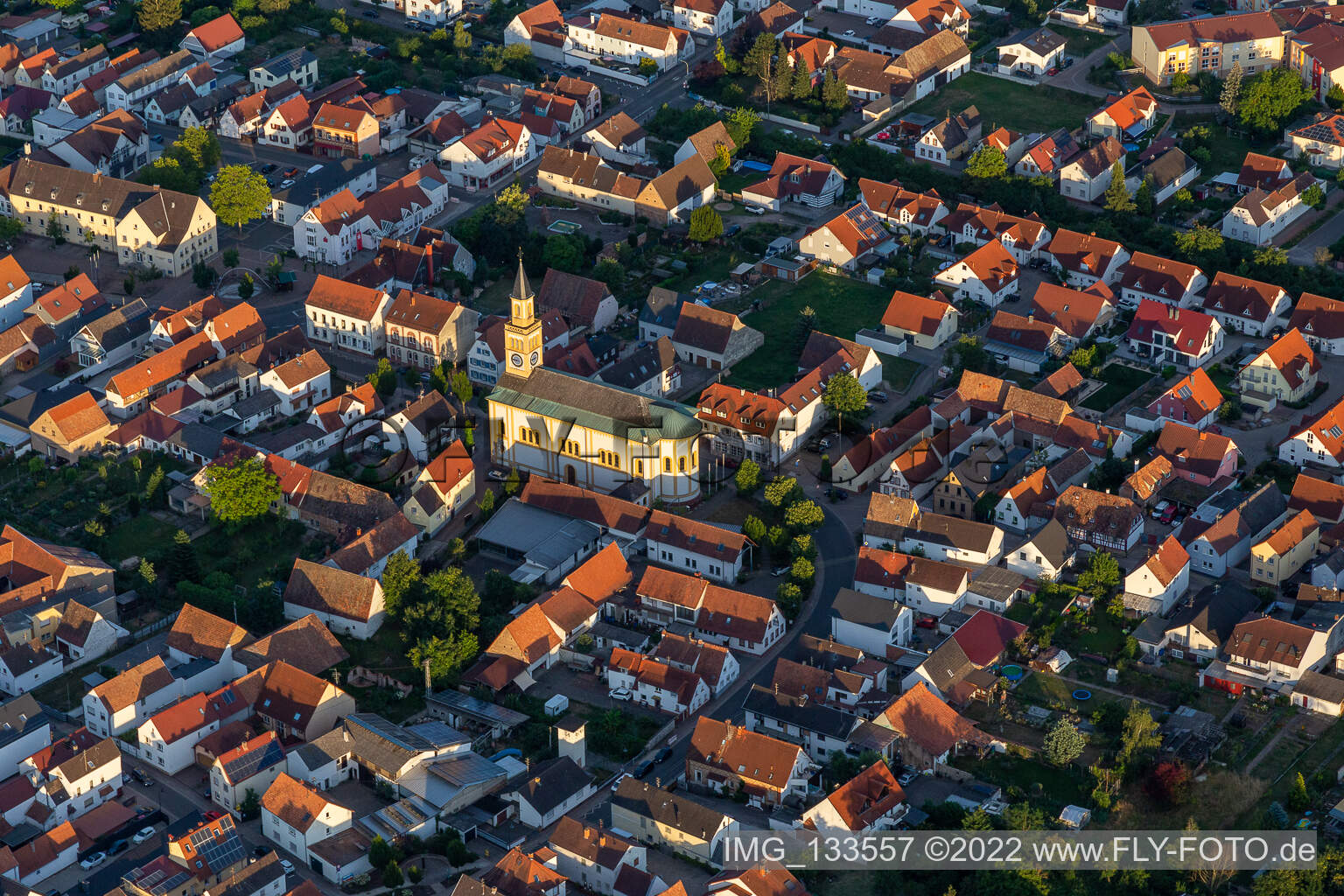 Photographie aérienne de Saint-Martin à Lingenfeld dans le département Rhénanie-Palatinat, Allemagne