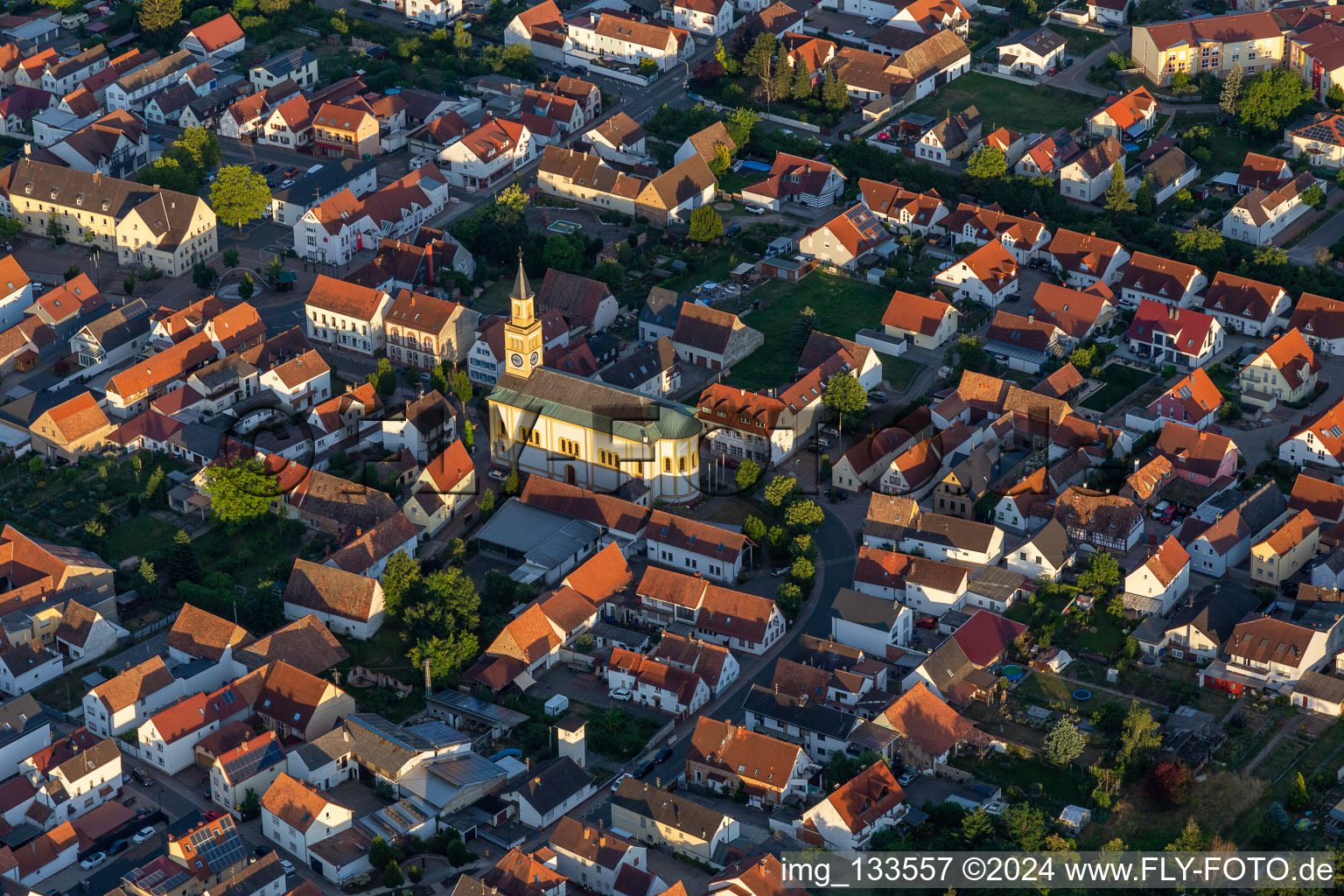 Photographie aérienne de Saint-Martin à Lingenfeld dans le département Rhénanie-Palatinat, Allemagne