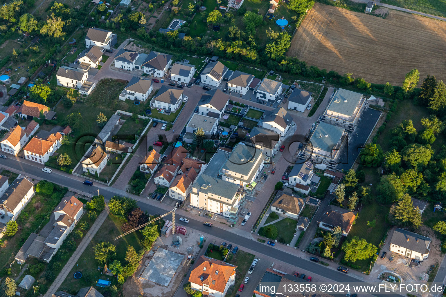 Vue aérienne de Neustadter Straße à Lingenfeld dans le département Rhénanie-Palatinat, Allemagne