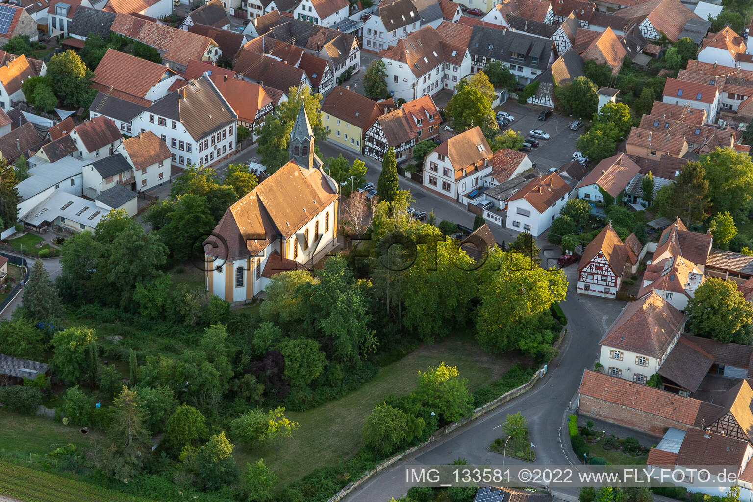 Vue aérienne de Saint-Barthélemy à Zeiskam dans le département Rhénanie-Palatinat, Allemagne