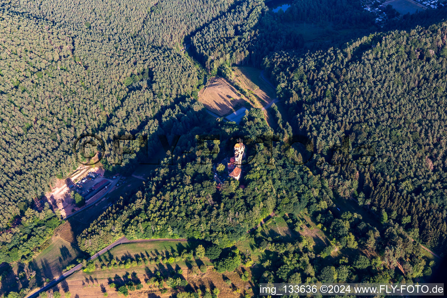 Enregistrement par drone de Château de Berwartstein à Erlenbach bei Dahn dans le département Rhénanie-Palatinat, Allemagne