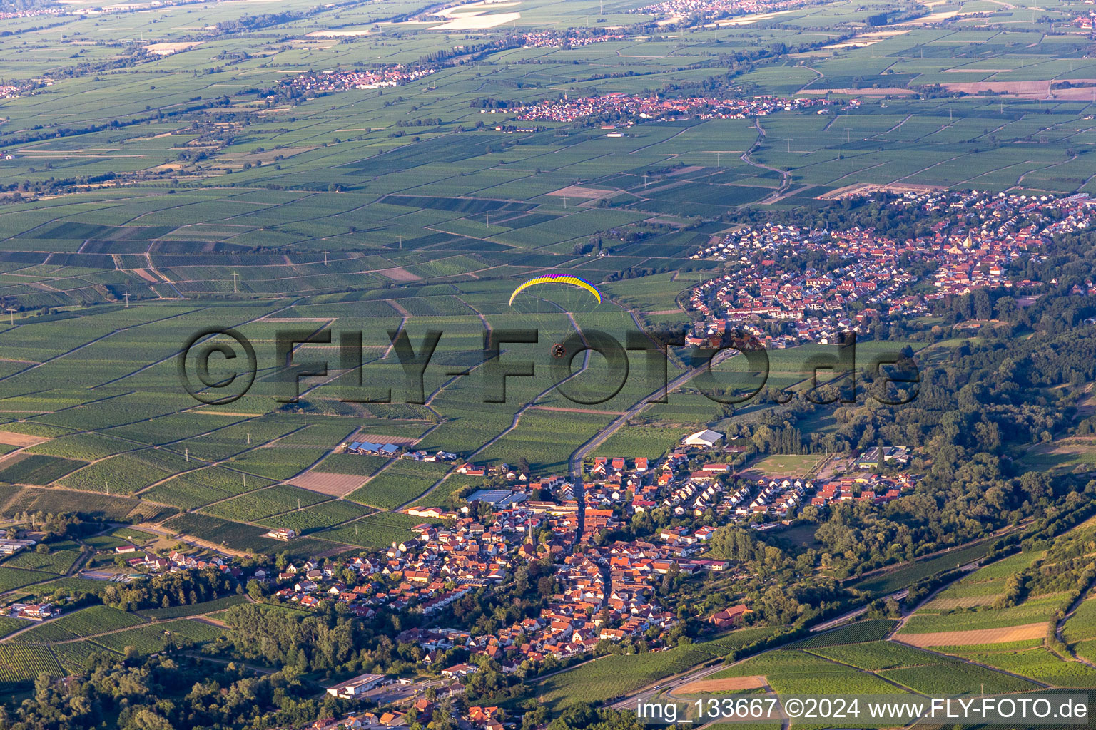 Photographie aérienne de Siebeldingen dans le département Rhénanie-Palatinat, Allemagne