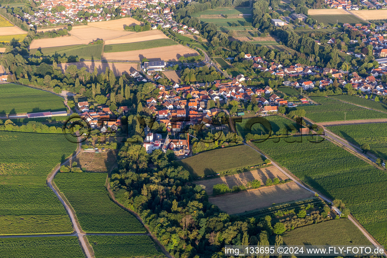 Quartier Ingenheim in Billigheim-Ingenheim dans le département Rhénanie-Palatinat, Allemagne d'en haut