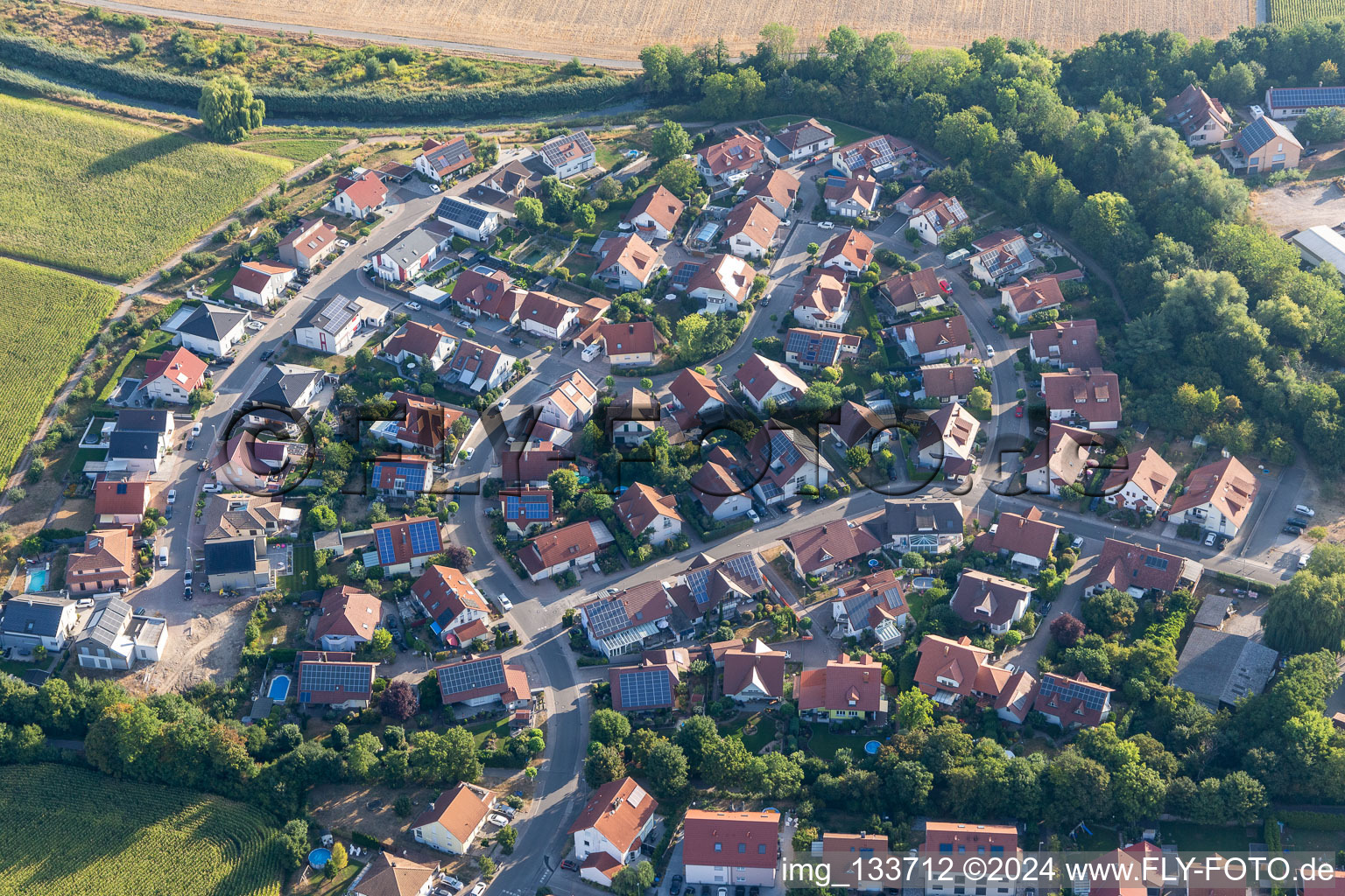 Vue aérienne de À Niederhorst à Leimersheim dans le département Rhénanie-Palatinat, Allemagne