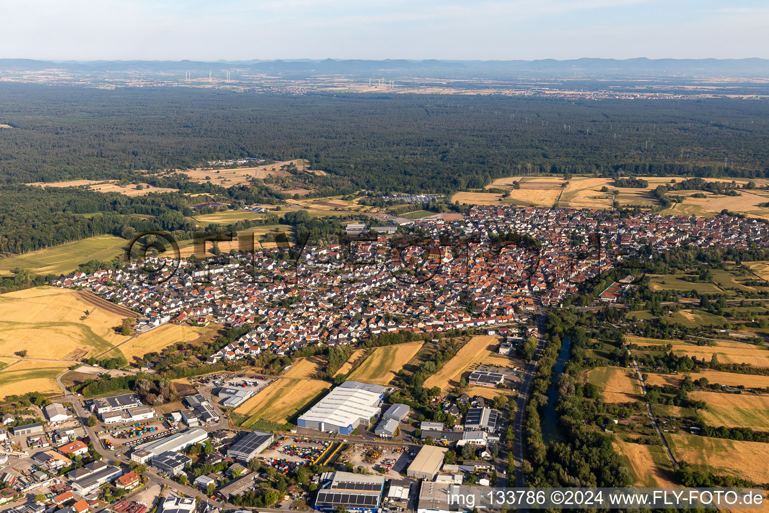 Vue d'oiseau de Hagenbach dans le département Rhénanie-Palatinat, Allemagne