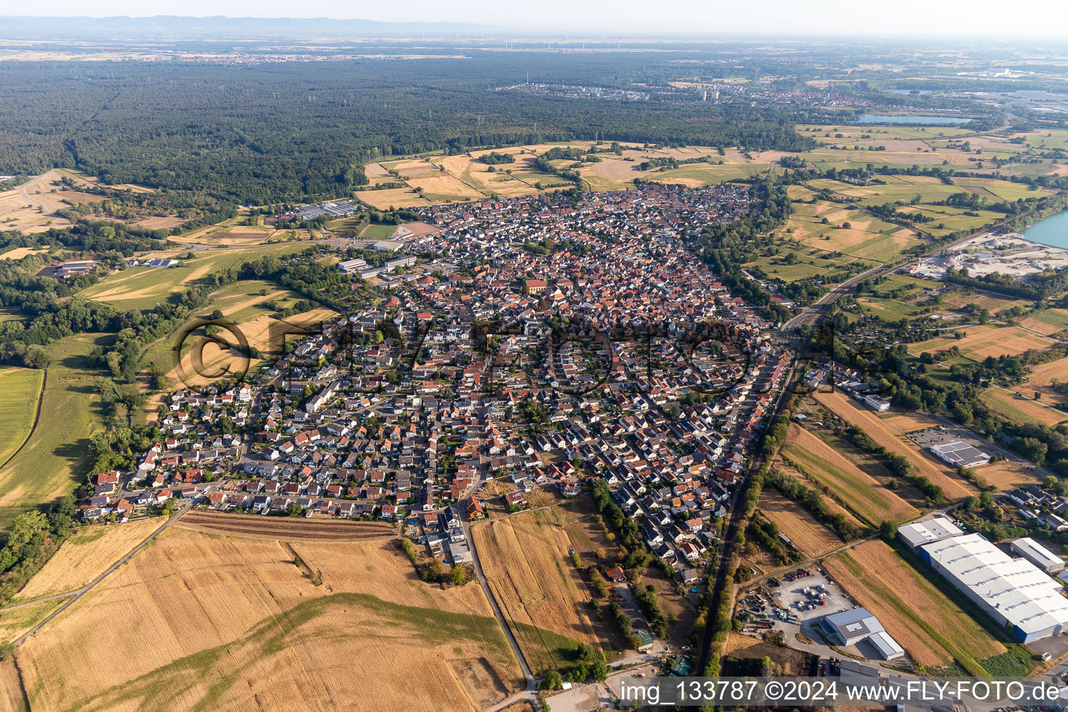 Hagenbach dans le département Rhénanie-Palatinat, Allemagne vue du ciel