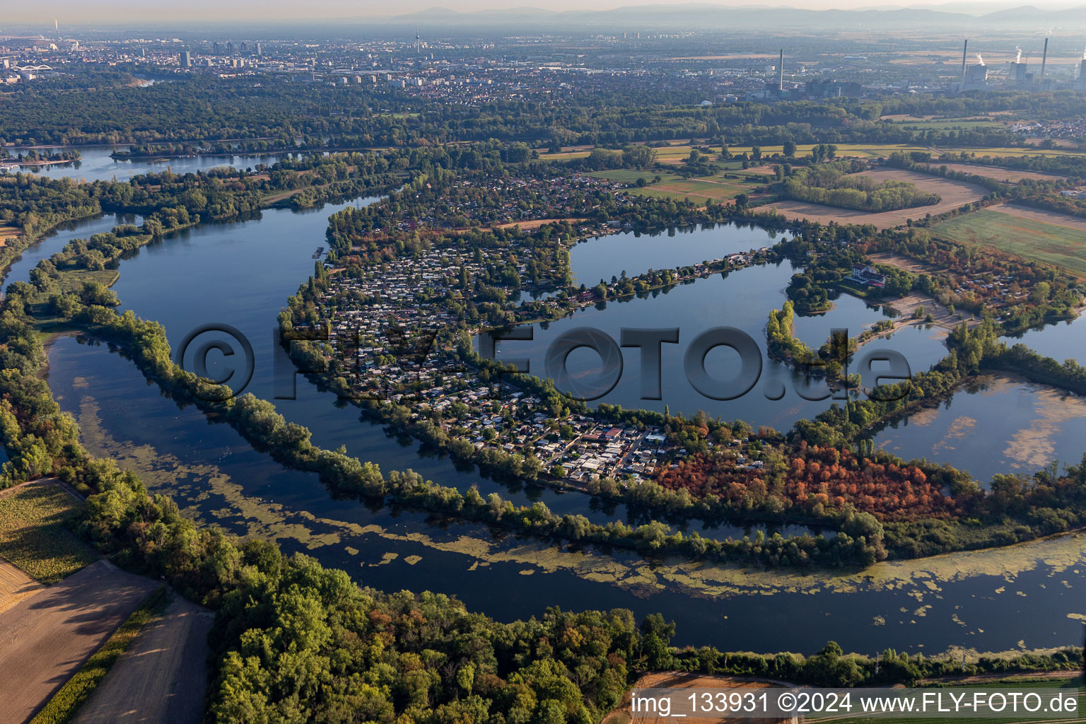 Vue aérienne de Zone de loisirs Bleu Adriatique à Altrip dans le département Rhénanie-Palatinat, Allemagne