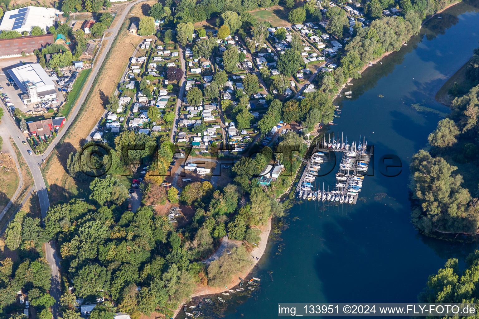 Vue aérienne de Club de Voile Otterstadt (SCO), terrain du club à Otterstadt dans le département Rhénanie-Palatinat, Allemagne